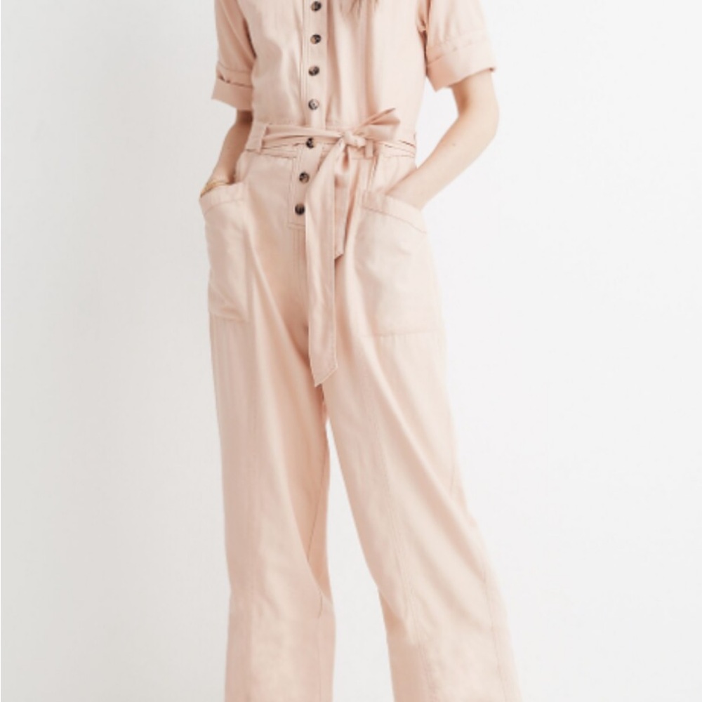Madewell Blush Button-Down Jumpsuit